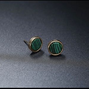 Retro round  alloy malachite earrings